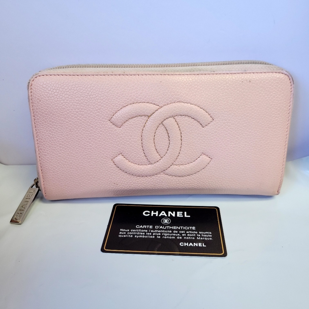 CHANEL Caviar Leather Zip Around Long Wallet